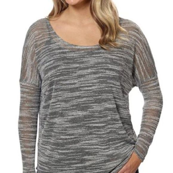 Olive & Oak Tops - 𝅺olive & Oak Sheer Marled High Low LS Top. Dolman Sleeves. Scoop Neck.